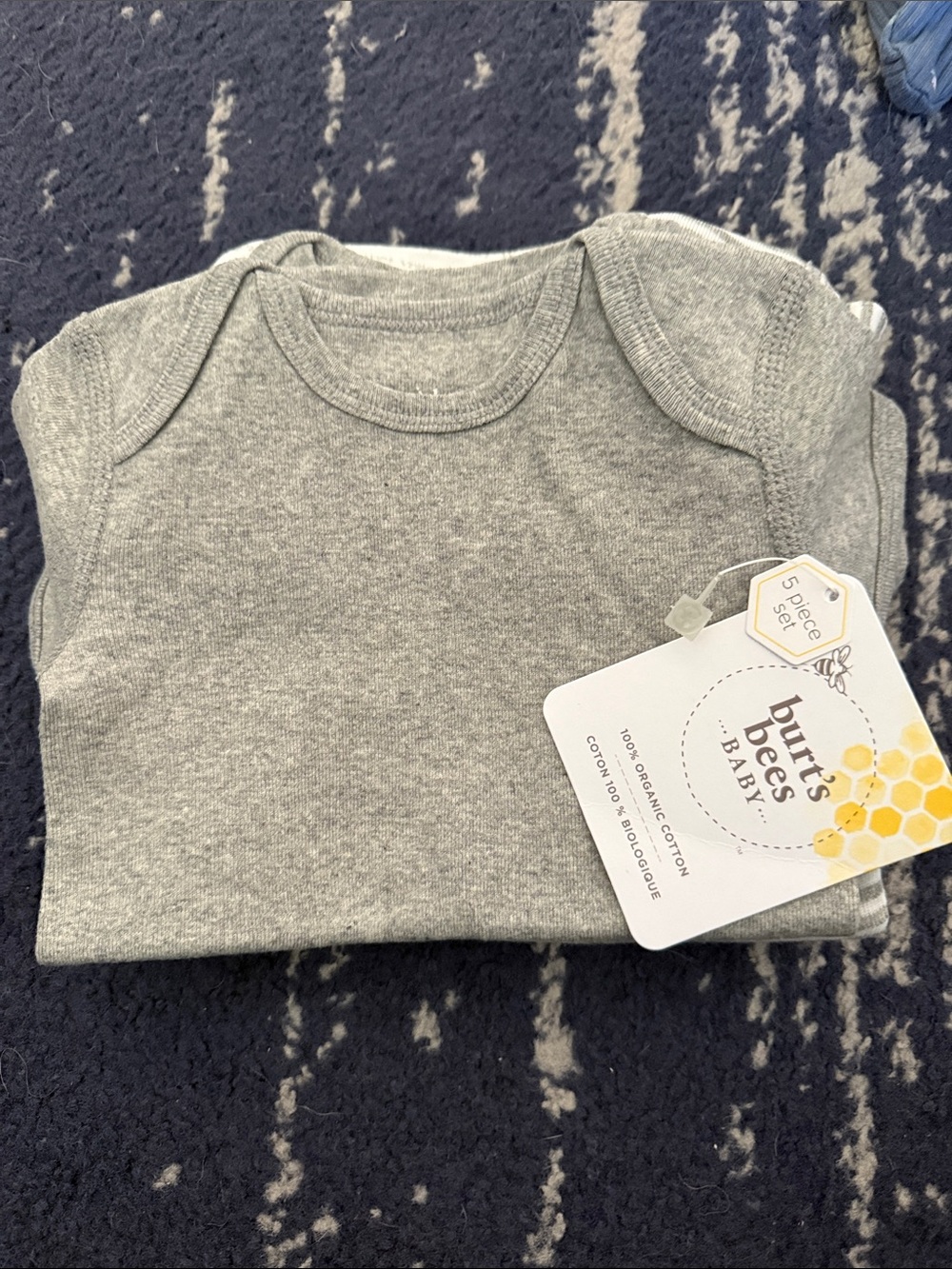 Burt's Bees Baby Heather Gray Organic Cotton Short Sleeve Bodysuit